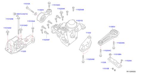 Nissan Sentra Bolt. ENGINE, TRANS, TRANSMISSION - 11298-JA01B - Genuine ...