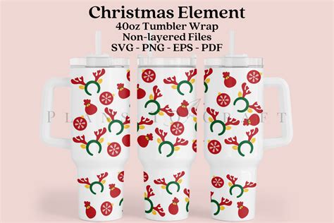 Christmas Element 40oz Tumbler Wrap SVG Graphic by planstocraft ...