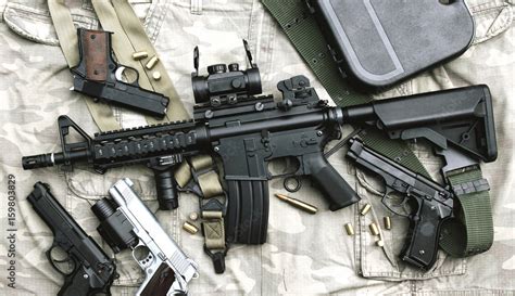 Weapons and military equipment for army, Assault rifle gun (M4A1) and ...