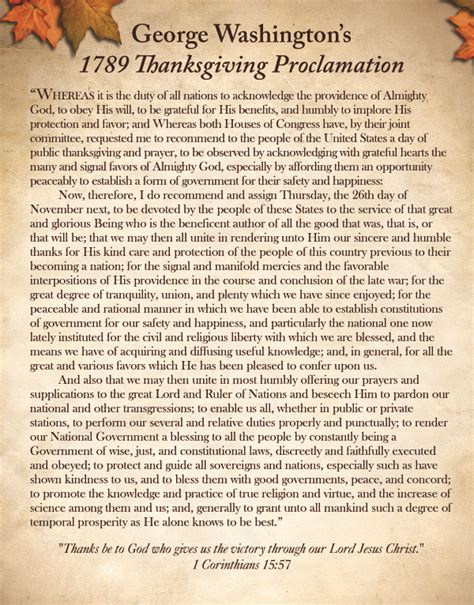 George Washington's 1789 Thanksgiving Proclamation - Hotze Health ...