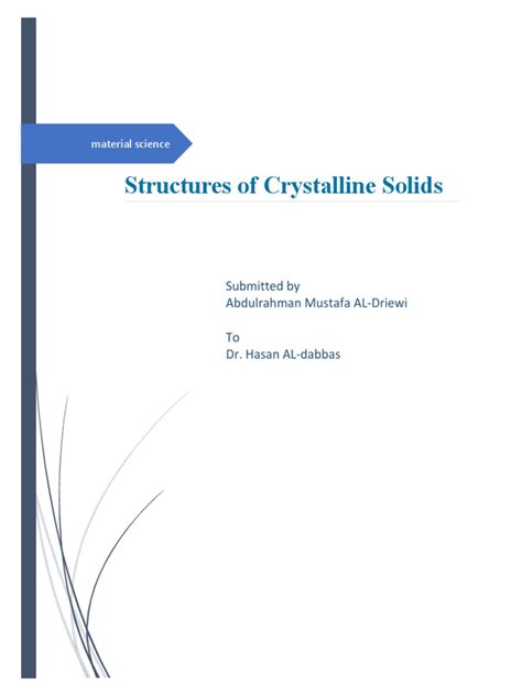 Structures of Crystalline Solids | PDF | Crystal | Crystal Structure