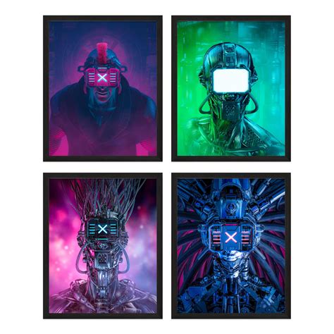 Buy Gaming s Futuristic Decor Cyberpunk - Set of 4 Gaming Gaming Wall ...