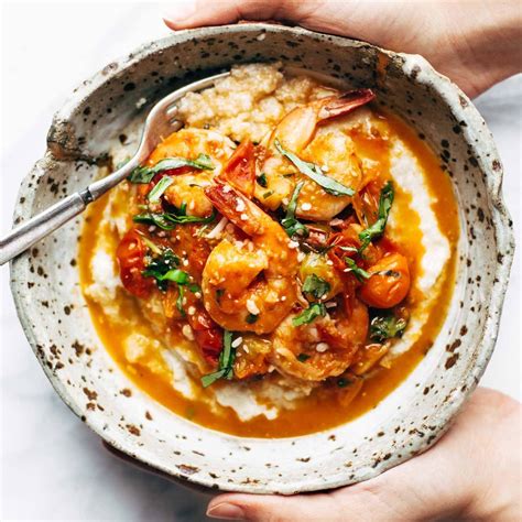 Garlic Basil Shrimp and Grits Recipe - Pinch of Yum