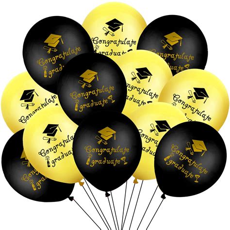 Buy Graduation Balloons Kit black and gold – Congrats grad balloons ...