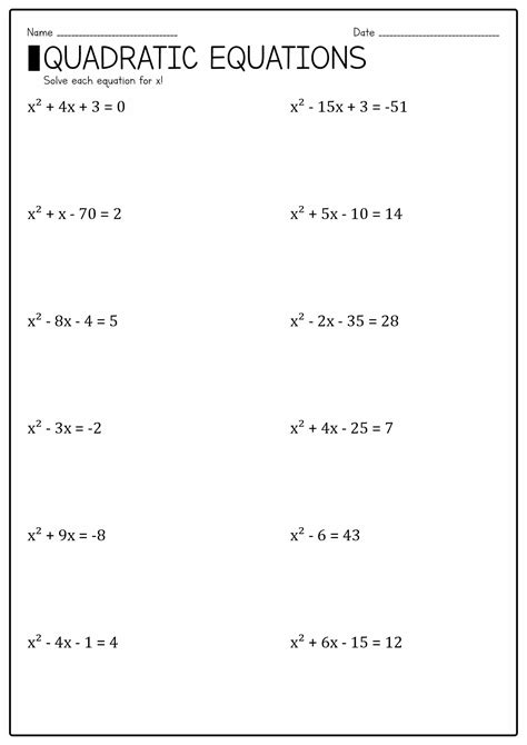 10th Grade Algebra Practice Worksheets Algebra Equations Worksheets ...