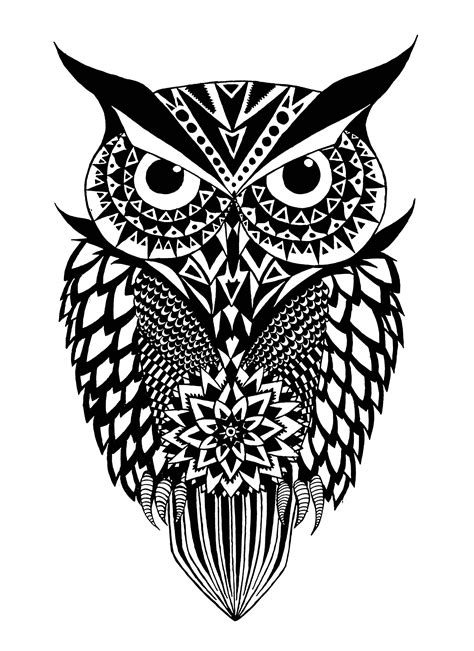 Black and white owl - Owls Adult Coloring Pages | Owl tattoo drawings ...