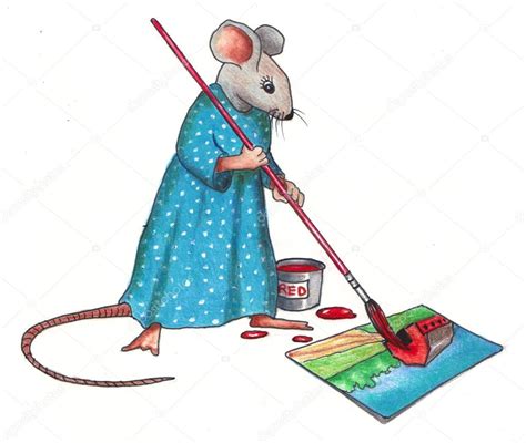 Mouse Making A Painting: Color Pencil Art — Stock Photo © joyart #6961073