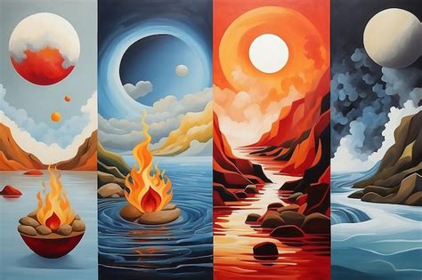 Premium Photo | Fire and water illustration wall art