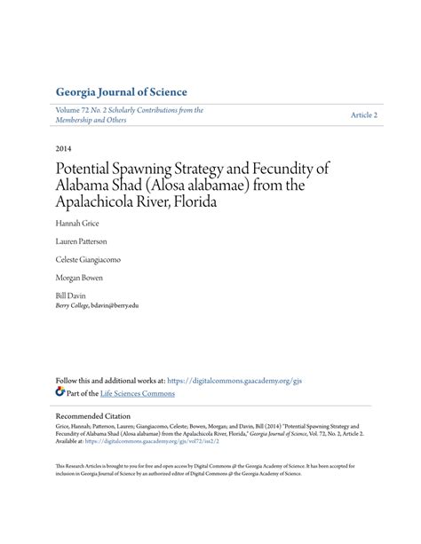 (PDF) Potential Spawning Strategy and Fecundity of Alabama Shad (Alosa ...