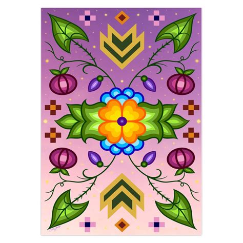 Blank Folded Greeting Cards Ojibwe Woodland Floral Contemporary ...