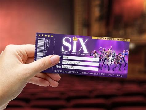 SIX Musical Printable Ticket Surprise Broadway West End Gift Ticket ...