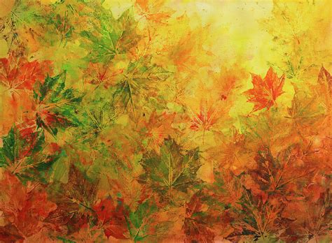 Abstract fall leaves acrylic painting Painting by Karen Kaspar