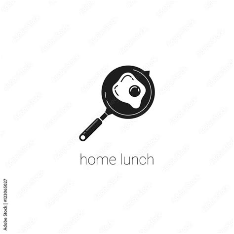 Black and white vector skillet logo. Pan with fried egg. Restaurant or ...