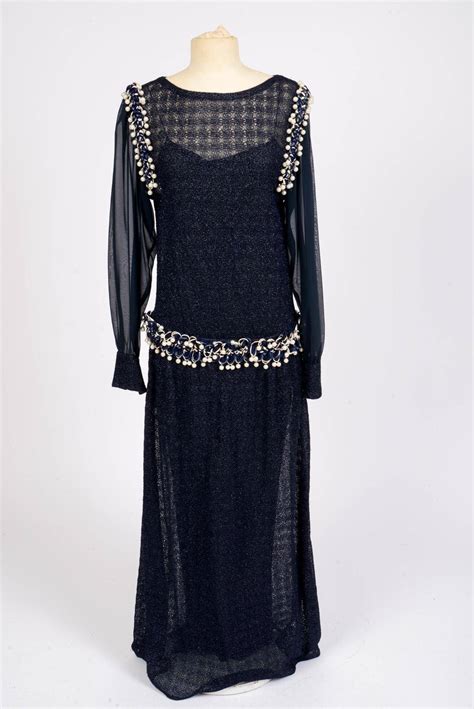 Chanel Navy Blue Drop Waist Dress. Auction