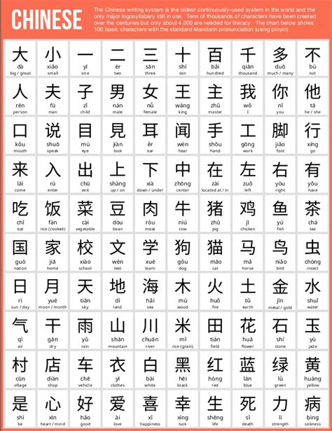 100 Basic Chinese Characters | Learn chinese characters, Chinese ...