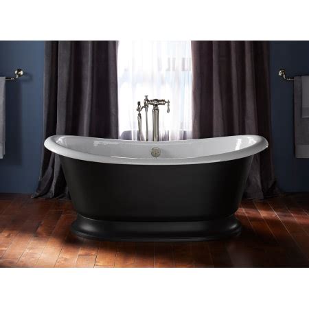 Kohler K-21000-P5-0 White Artifacts 66" Free Standing Cast Iron Soaking ...