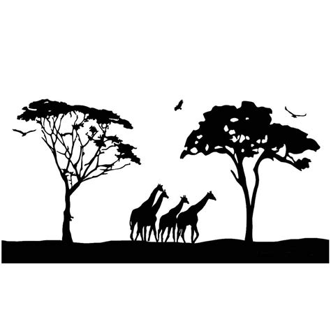 VWAQ Safari Wall Art Decals Large Animal Wall Decor Giraffes Stickers ...