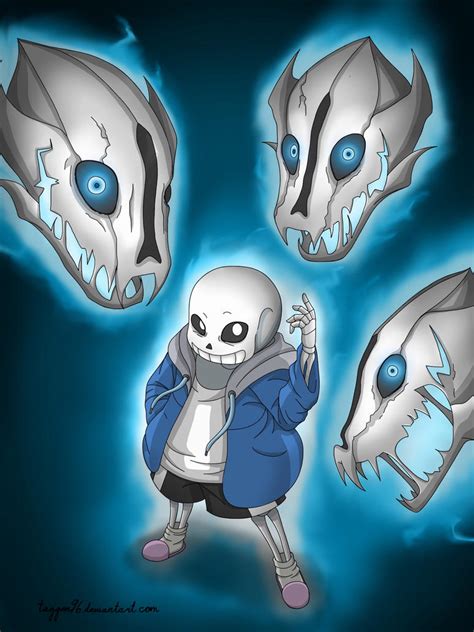 (Art trade) Sans with his gaster blasters by taggen96 on DeviantArt