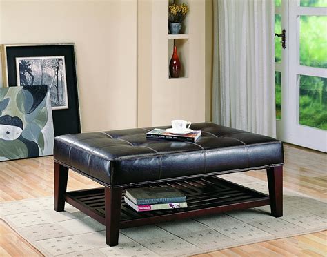 Amazon.com: Coaster Furniture Faux Leather Tufted Ottoman with Storage ...