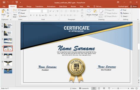 Powerpoint Certificate Template Free