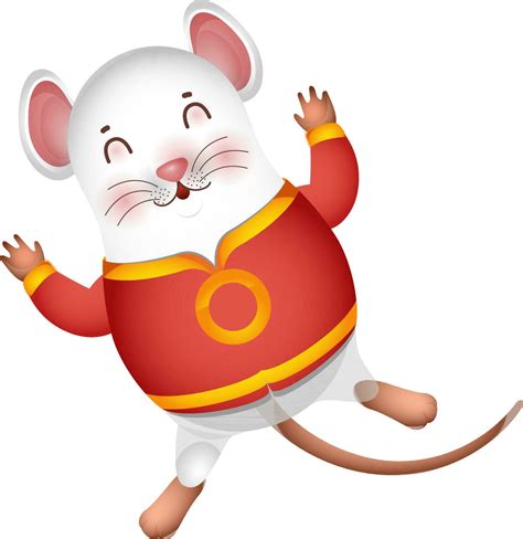 Cute chinese rat cartoon character in dancing pose. 24362938 Vector Art ...