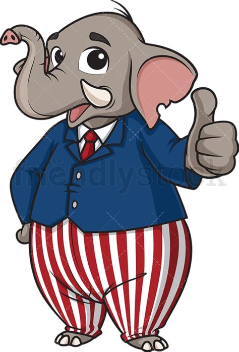 Republican Elephant Thumbs Up Cartoon Clipart Vector - FriendlyStock