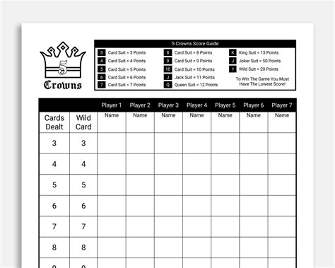 Printable Free Whist Score Card Template - Printable Word Searches