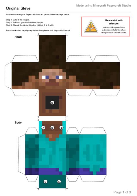 5+Free Papercraft Minecraft Steve With Cape - Shearartt