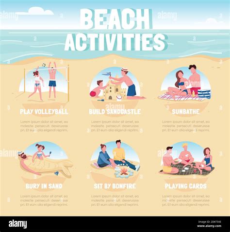 Beach activities flat color vector informational Stock Vector Image ...