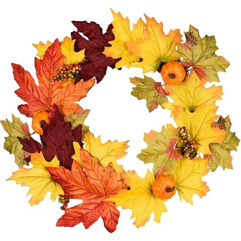 Coolmade 13 Inch Artificial Autumn Fall Wreath, Harvest Thanksgiving ...