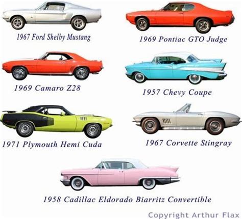 Classic Muscle Cars Set of Two Wall Decals Stickers, Vintage Cars Wall ...