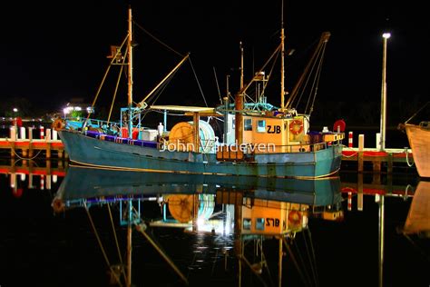 "Lakes Entrance Fishing Boats (At night)" by John Vandeven | Redbubble