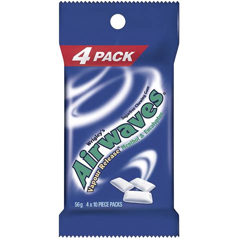 Wrigley's Airwaves Menthol & Eucalyptus Chewing Gum Sugar Free 56g ...