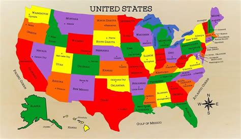 The Map Of The United States Of America With Capitals - Allyce Maitilde