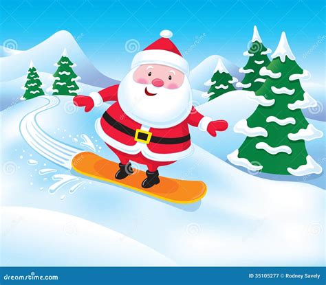 Snowboarding Santa Claus stock illustration. Illustration of snow ...