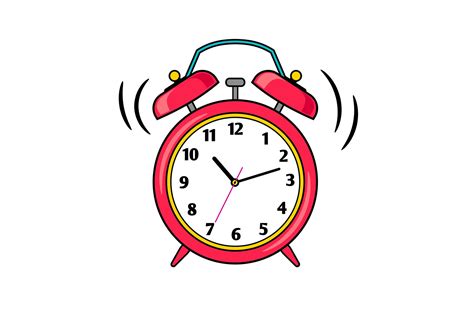 Cartoon red ringing alarm clock (889144) | Illustrations | Design Bundles