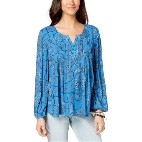 Style & Co. - Style & Co. Womens Pintuck Peasant Blouse, Blue, PS ...