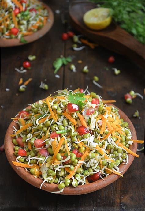 Healthy and easy sprouted green gram salad with grated carrots and ...