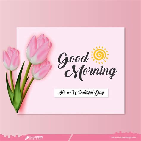 Download Good Morning Beautiful Tulips & Sun Free Premium Vector ...