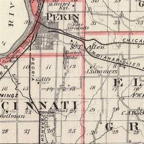 Vintage Map of Tazewell County Illinois, 1876 by Ted's Vintage Art