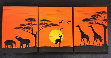 Safari at Sunset silhouette 3 Pieces - Etsy