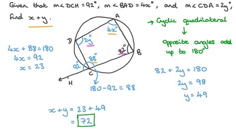 Question Video: Using Properties of Cyclic Quadrilaterals to Solve a ...