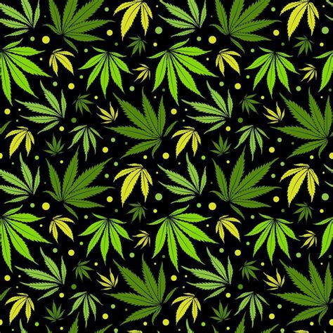 Cannabis seamless pattern vector. Marijuana green leaves wallpaper on a ...