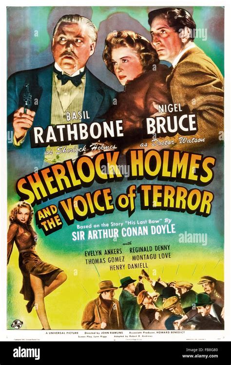 Poster for 'Sherlock Holmes and the Voice of Terror' 1942 film Stock ...