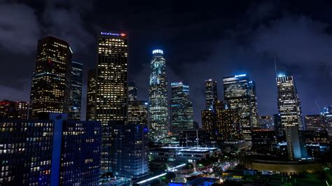 4K Los Angeles at Night - Skyline Downtown at Night Time Lapse ...