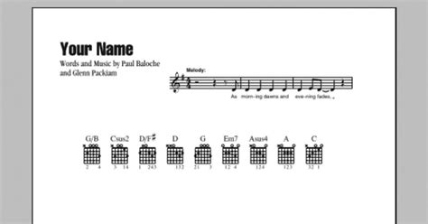 Your Name (Guitar Chords/Lyrics) - Print Sheet Music Now