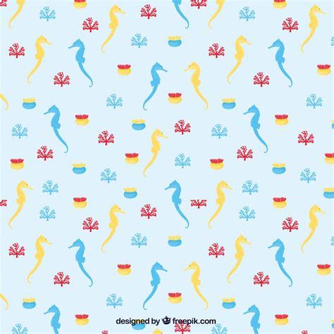 Free Vector | Colorful seahorse pattern