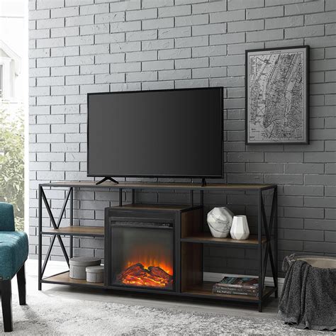 Manor Park Modern Industrial Fireplace TV Stand for TV's up to 66 ...