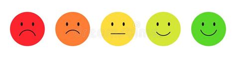 Smile Rating Review. Isolated Colored Feedback Emoticon Face on White ...