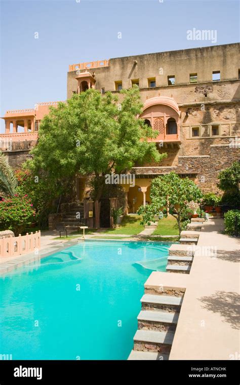 Swimming pool in a fort, Neemrana Fort Palace, Neemrana, Alwar ...